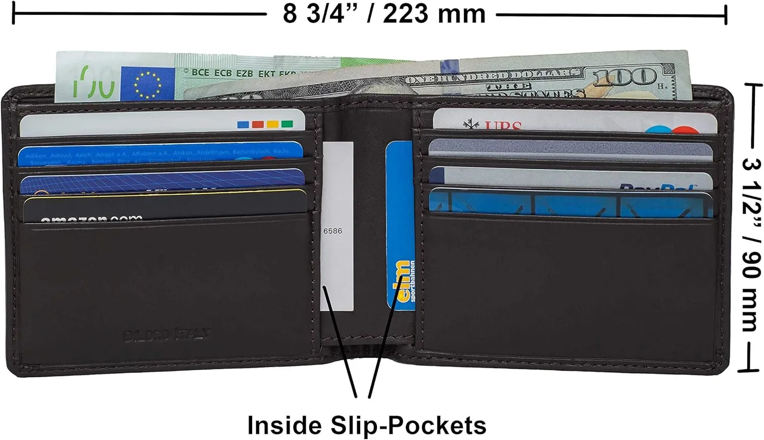 Mens Wallet Full Grain Genuine Leather Slim Minimalist Front Pocket Bifold Soft Nappa RFID Protection Brown
