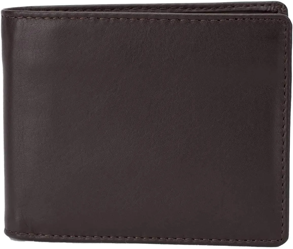 Mens Wallet Full Grain Genuine Leather Slim Minimalist Front Pocket Bifold Soft Nappa RFID Protection Brown