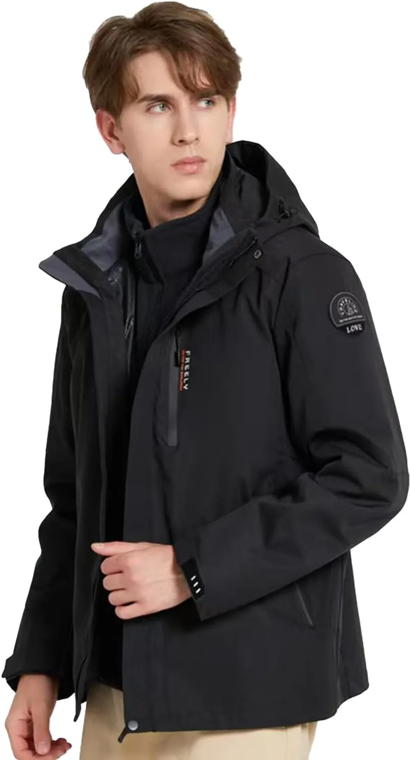 Mens Waterproof Ski Jacket Winter Windproof Snow Coat Outdoor Hiking Parka Raincoat Multi Pockets