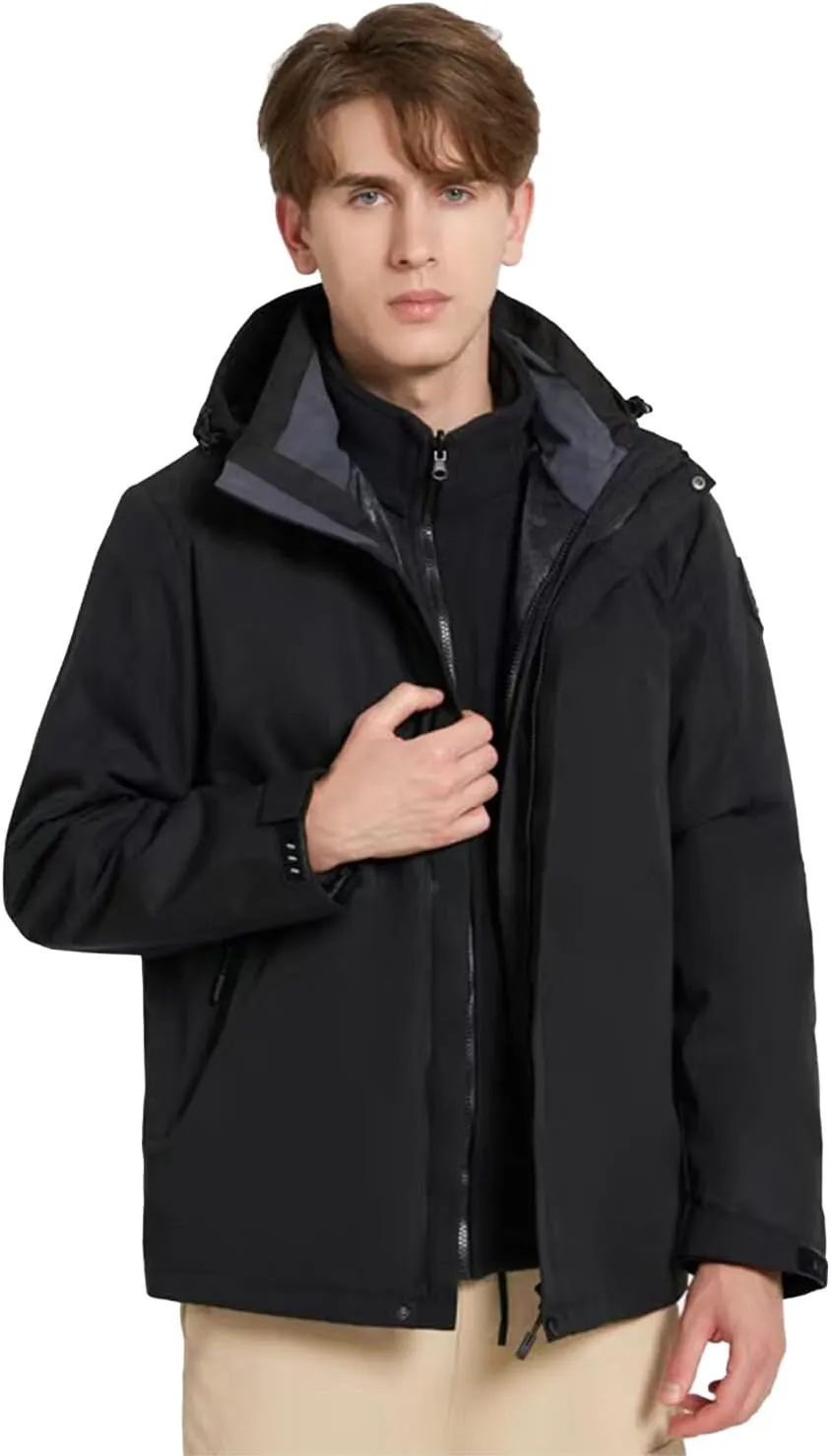 Mens Waterproof Ski Jacket Winter Windproof Snow Coat Outdoor Hiking Parka Raincoat Multi Pockets