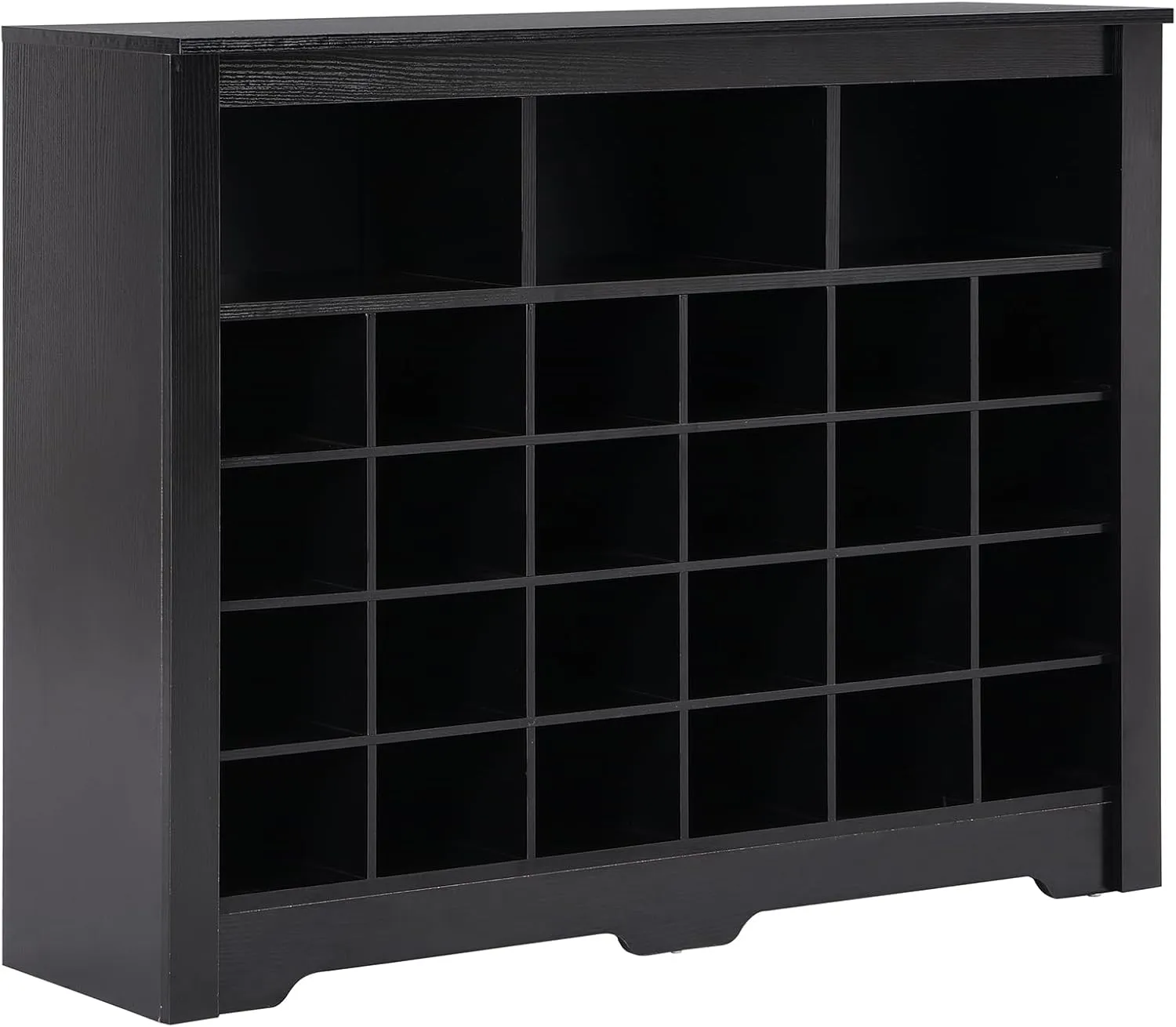 Merax Sleek Design 24 Shoe Cubby Console, Modern Storage Cabinet with Curved Base, Versatile Sideboard for Hallway, Bedroom, Living Room, 45.2 inch Length, Black