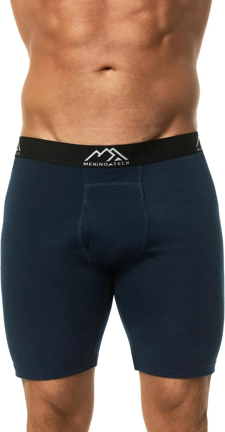 Merino.tech Merino Wool Boxer Briefs Men - Merino Wool Underwear Breathable Dry Fit Comfy Sports Base Layer for Men