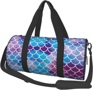 Mermaid Fish Scale Duffel Bag Foldable Gym Bag For Men Women, Lightweight With Inner Pocket For Travel Sports
