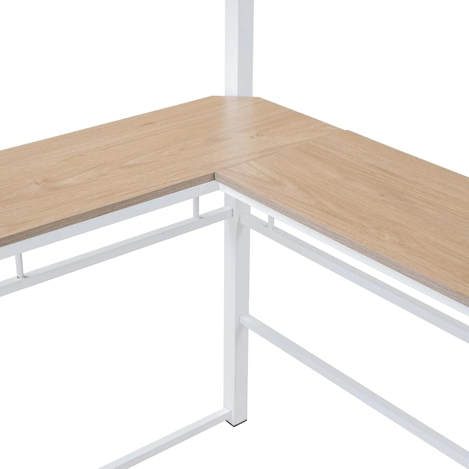 Metal Twin Size Loft Bed with L-Shaped Desk,Heavy Duty Loft Bed Frame with 3 Tier Shelves for Kids Teens Adults,Twin Size, Space Saving,White