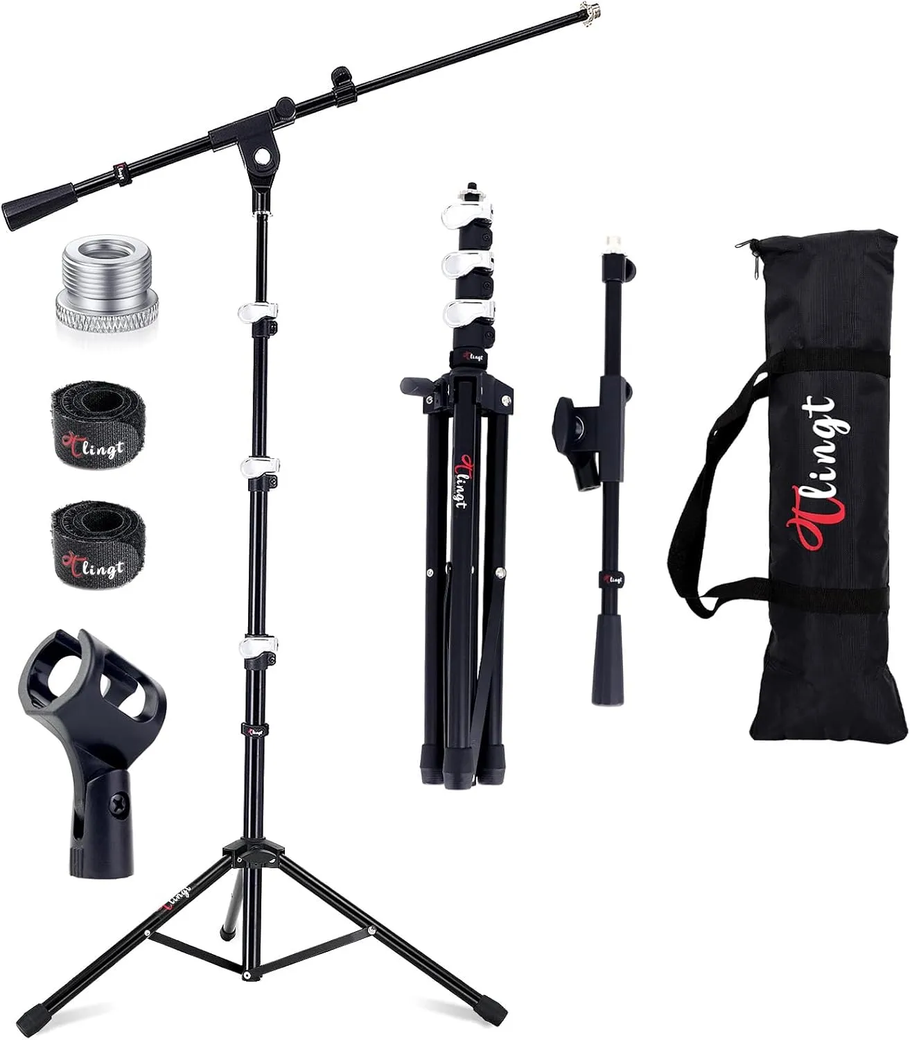 Mic Stand, Portable Microphone Boom Stand with Telescopic Boom Arm, Deluxe Waterproof Protection Bag for Storage and Travel, Perfect for Pub Gigs, Live Performances, Busking, and Home Use...