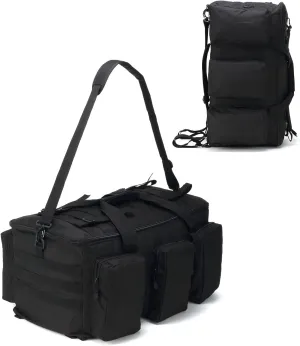 Military Duffel Bag for Men Travel Sports Gym Bag Backpack 50L Large Capacity Multi-Functional Assault Pack (Black)