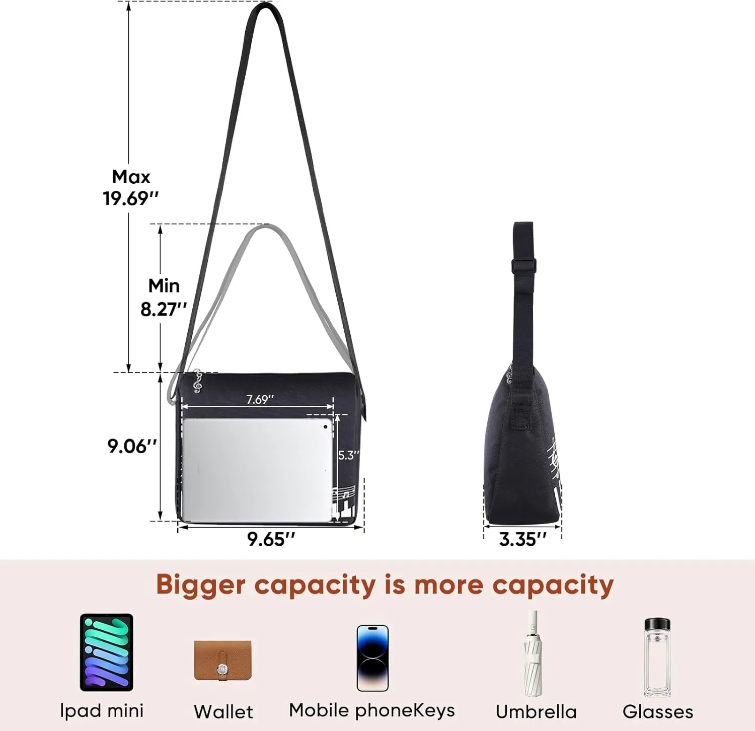 Mini Crossbody Bag for Women,Shoulder Bag,Waterproof Oxford cloth Tote Bag Adjustable Strap with 5mm Sponge Padding