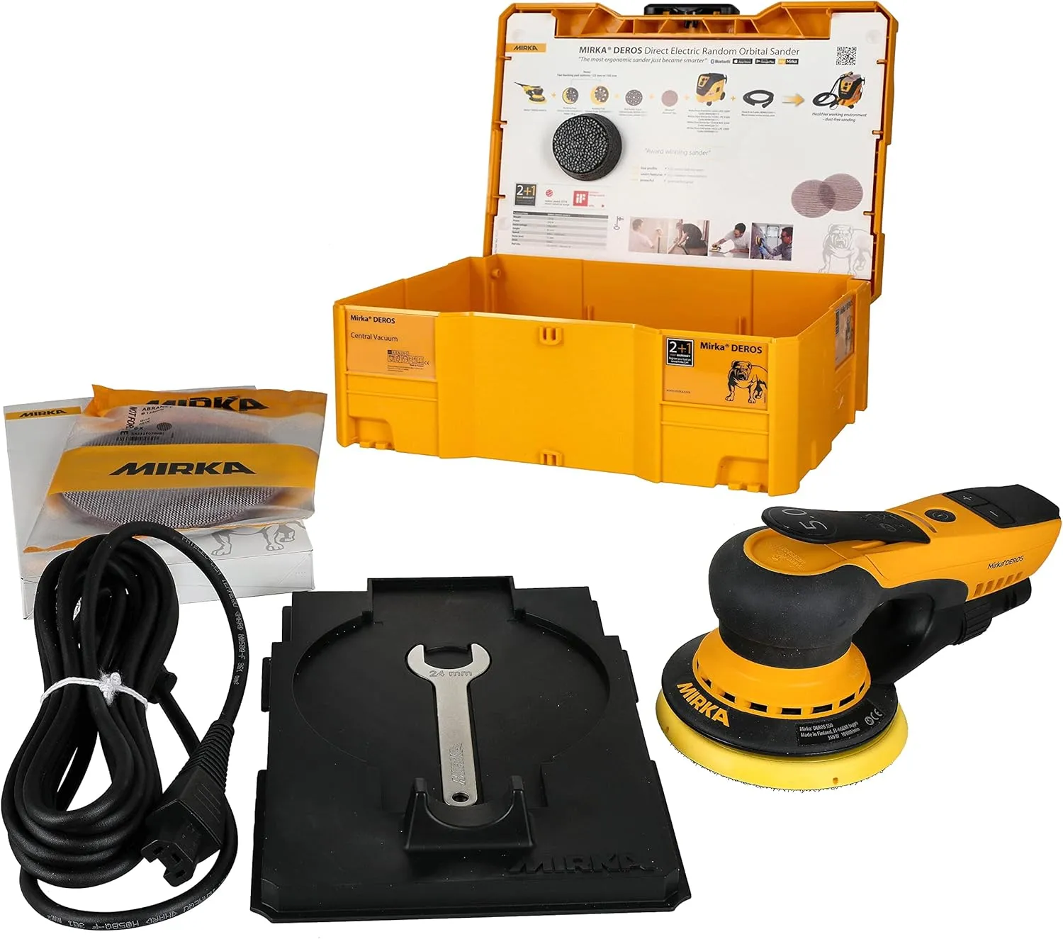 Mirka DEROS 550X CV Electric Random Orbital Sander with Case / 5 inch / 5mm orbit/Powerful and Professional Sanding Machine for Dust-free sanding / MID55020CAUS