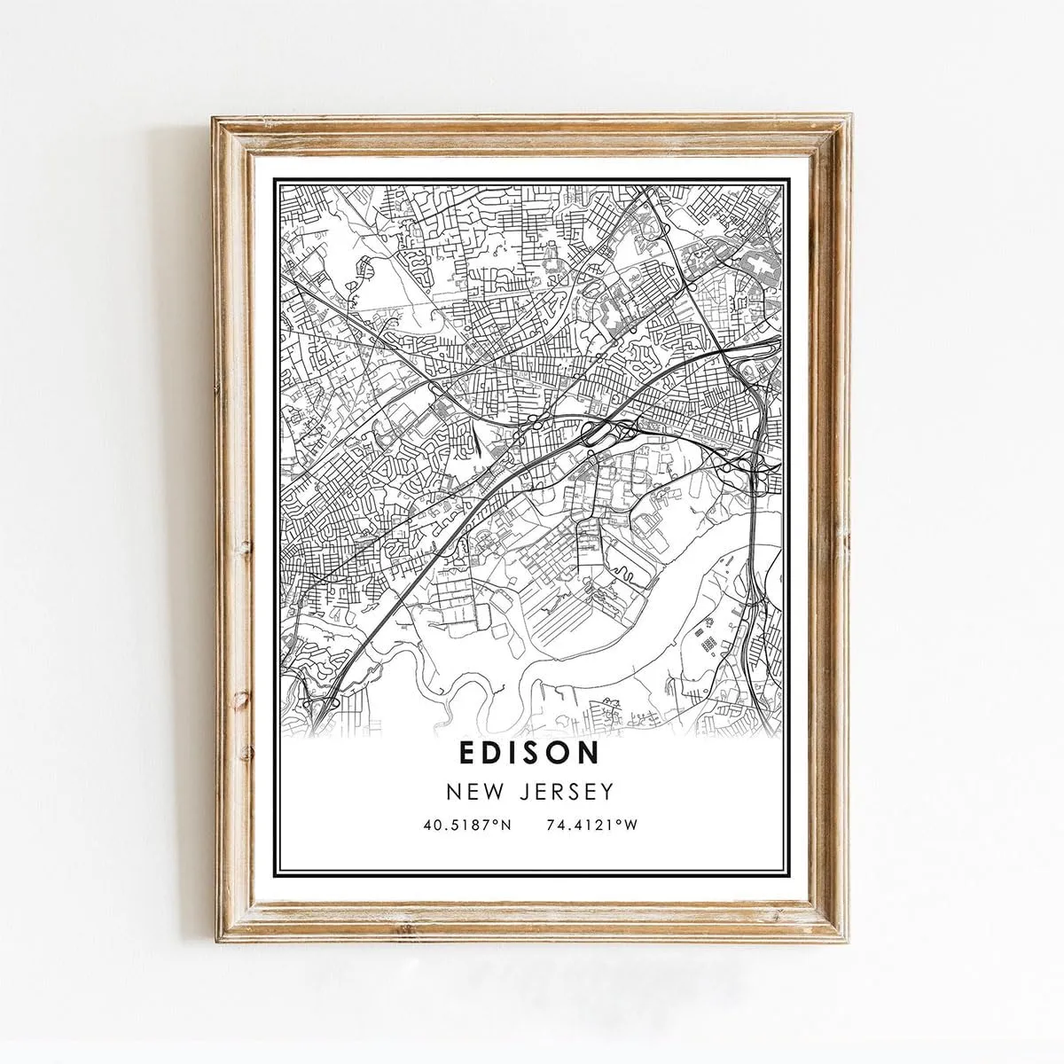 Modern Black & White Poster of edison new jersey | 11x17 12x18 16x24 24x36 Unframed Print Wall Art | Minimalism City Traveler Gift | Minimalist Home Office Decor