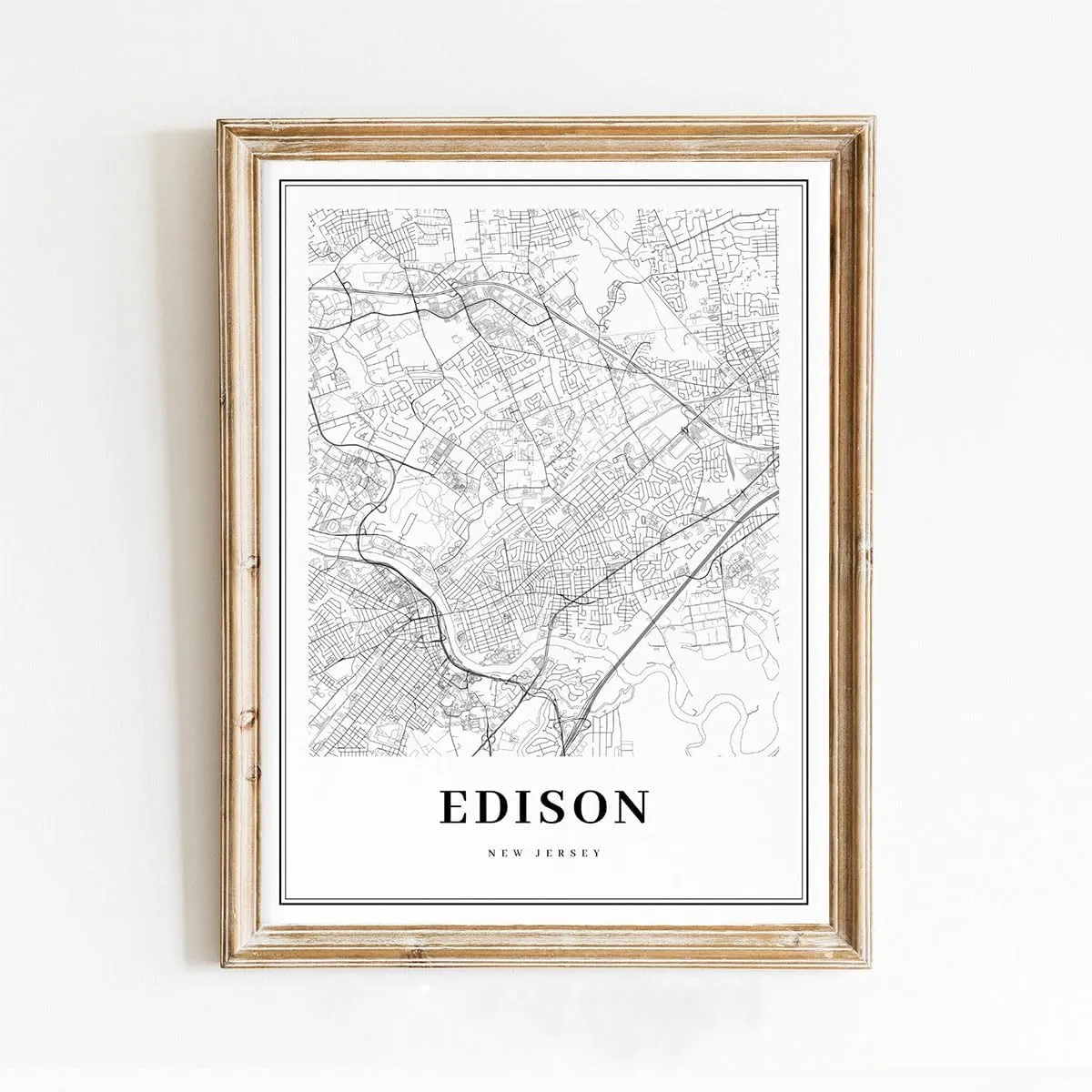 Modern Black & White Poster of Edison Nj New Jersey Usa Middlesex | 11x17 12x18 16x24 24x36 Unframed Print Wall Art | Minimalism City Traveler Gift | Minimalist Home Office Decor