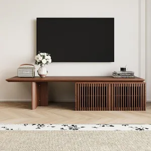 Modern TV Stand, Entertainment Center with Storage, Extendable TV Media Console for Up to 55  Inch, Minimalist Television Cabinet for Living Room/Bedroom - Walnut (78.7"-110" Extendable)