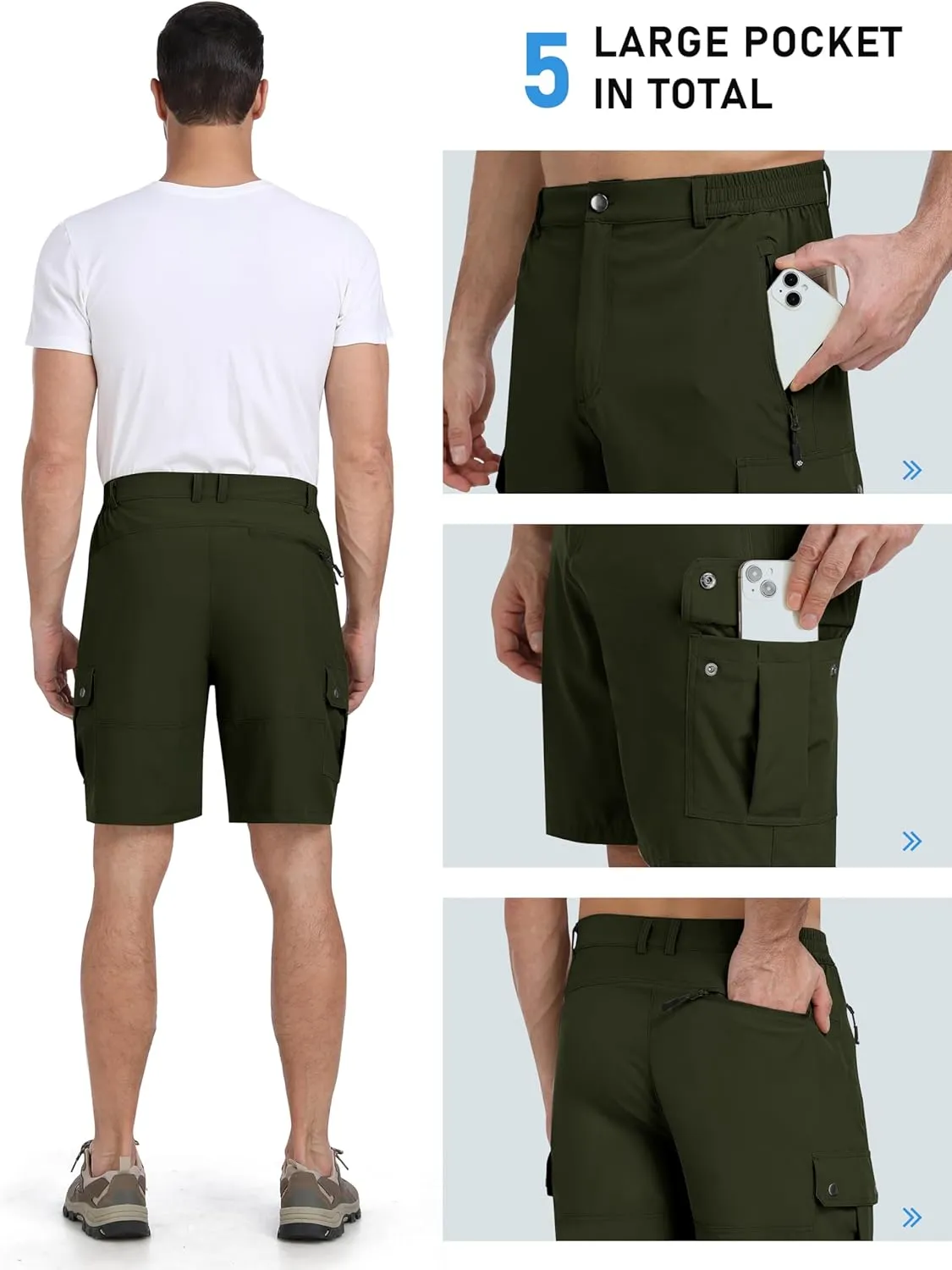 MoFiz Men's Qucik Dry Hiking Cargo Shorts 8"/9" Lightweight Outdoor Men's Stretch Golf Casual Shorts with 5 Pockets