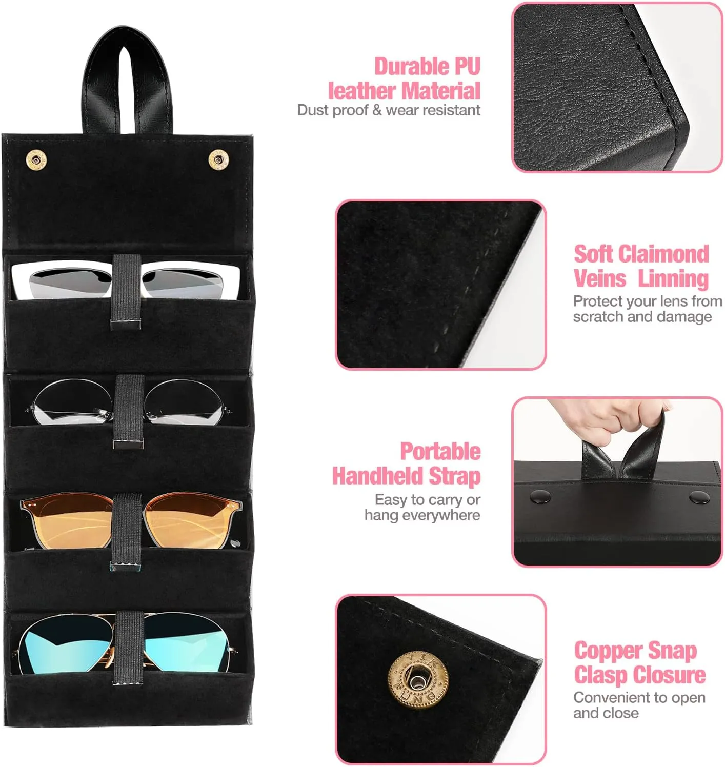 MoKo Sunglasses Organizer, Travel Glasses Case Storage Portable Sunglasses Storage Case for Women Men