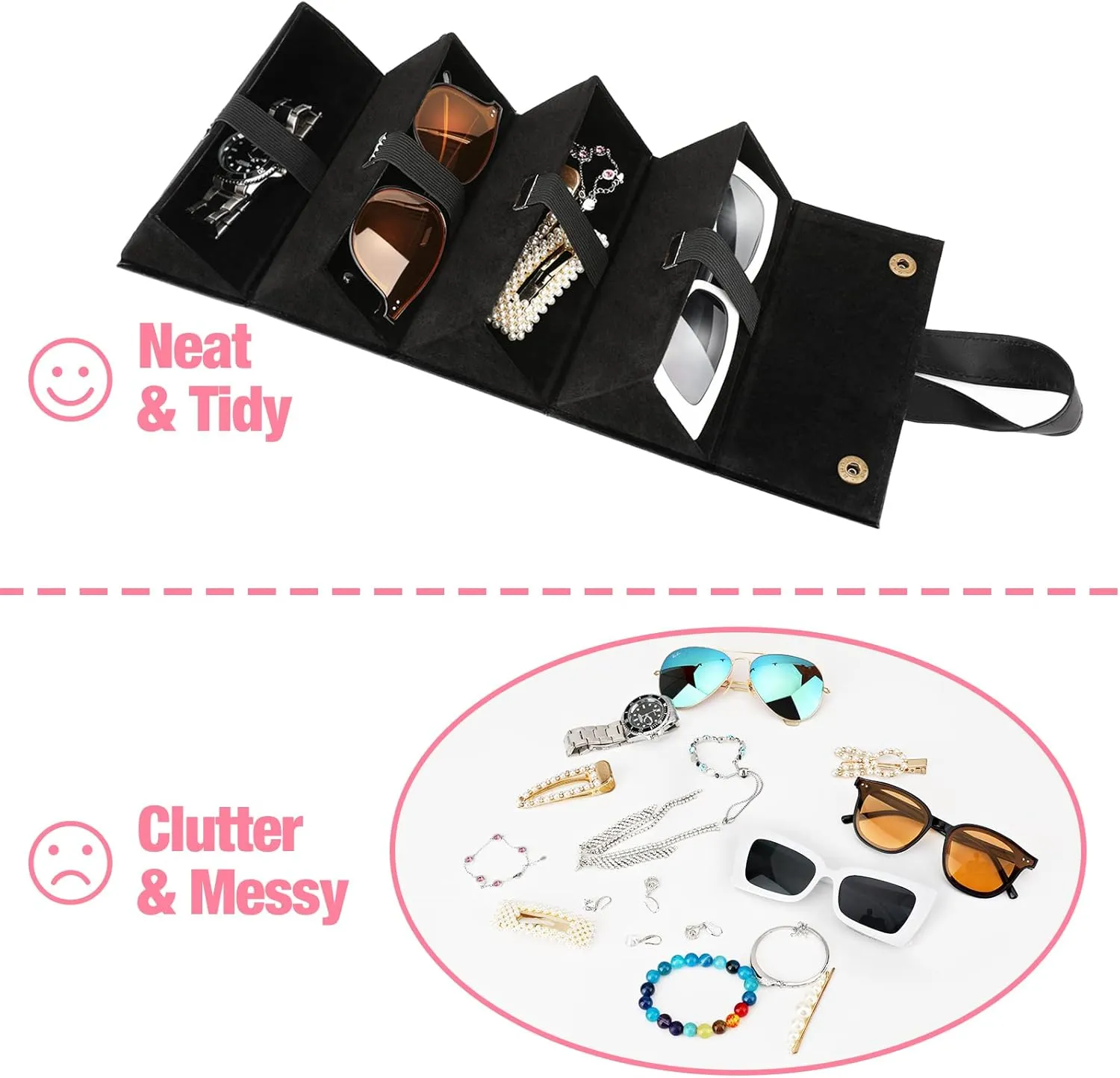 MoKo Sunglasses Organizer, Travel Glasses Case Storage Portable Sunglasses Storage Case for Women Men