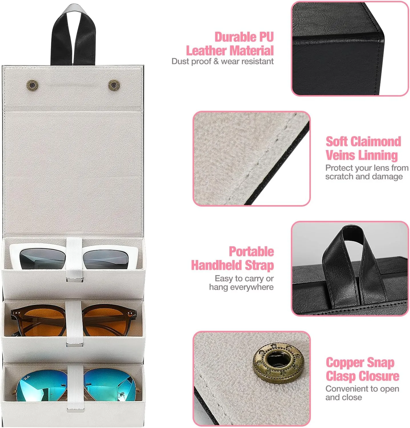 MoKo Sunglasses Organizer, Travel Glasses Case Storage Portable Sunglasses Storage Case for Women Men