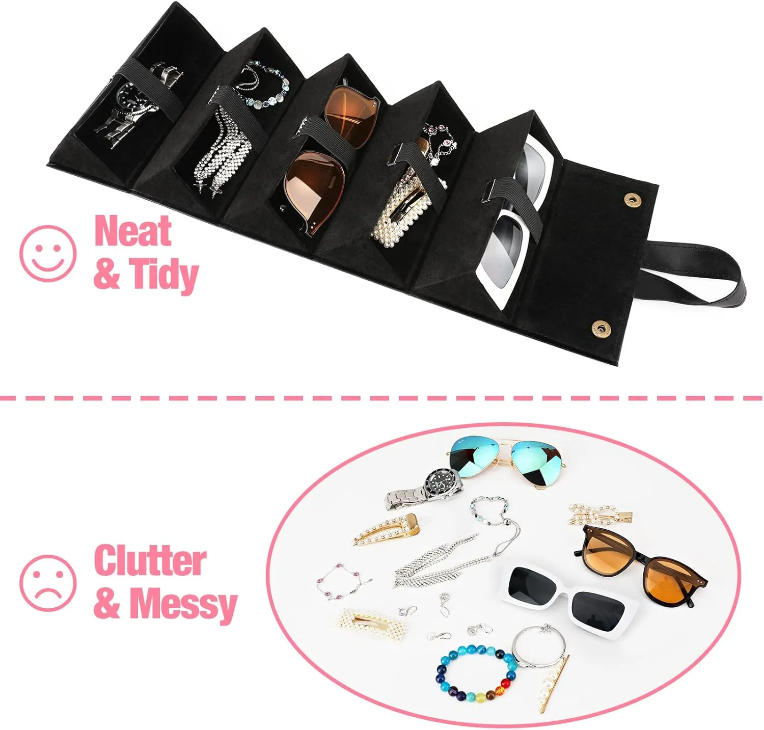 MoKo Sunglasses Organizer, Travel Glasses Case Storage Portable Sunglasses Storage Case for Women Men