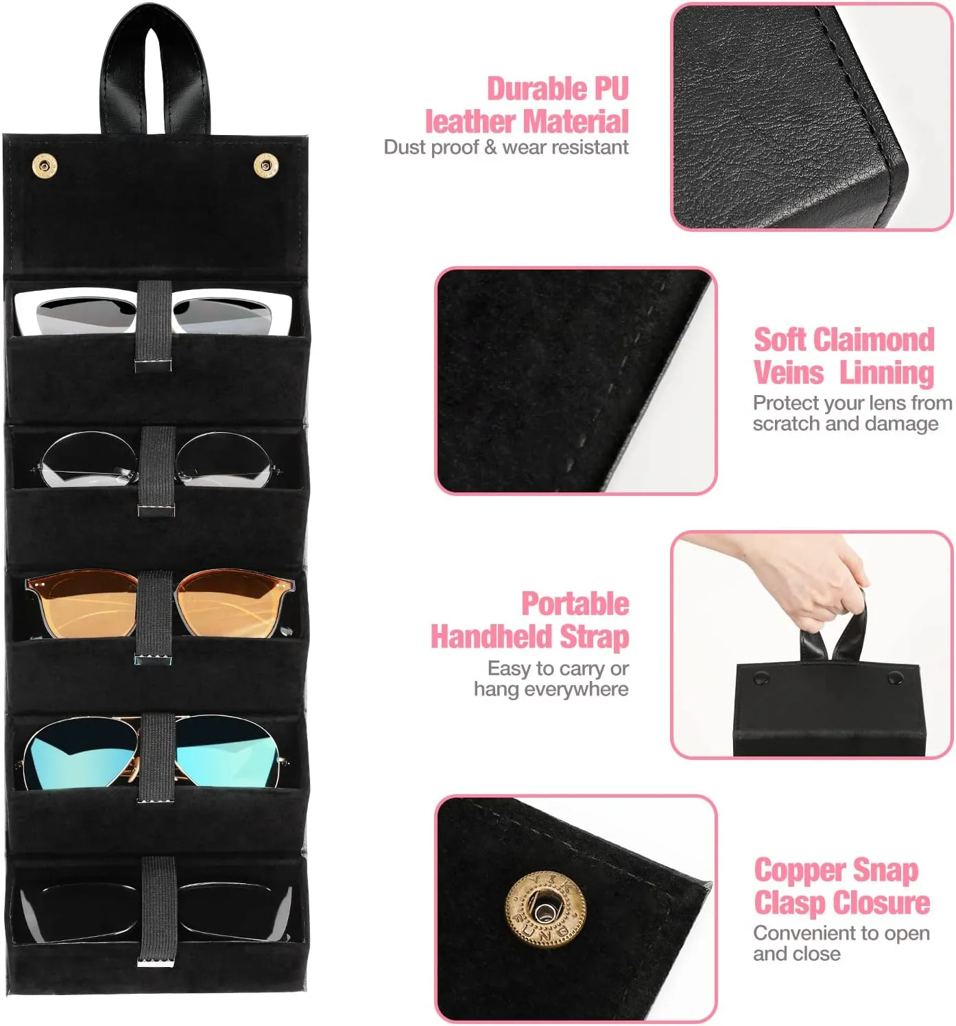 MoKo Sunglasses Organizer, Travel Glasses Case Storage Portable Sunglasses Storage Case for Women Men