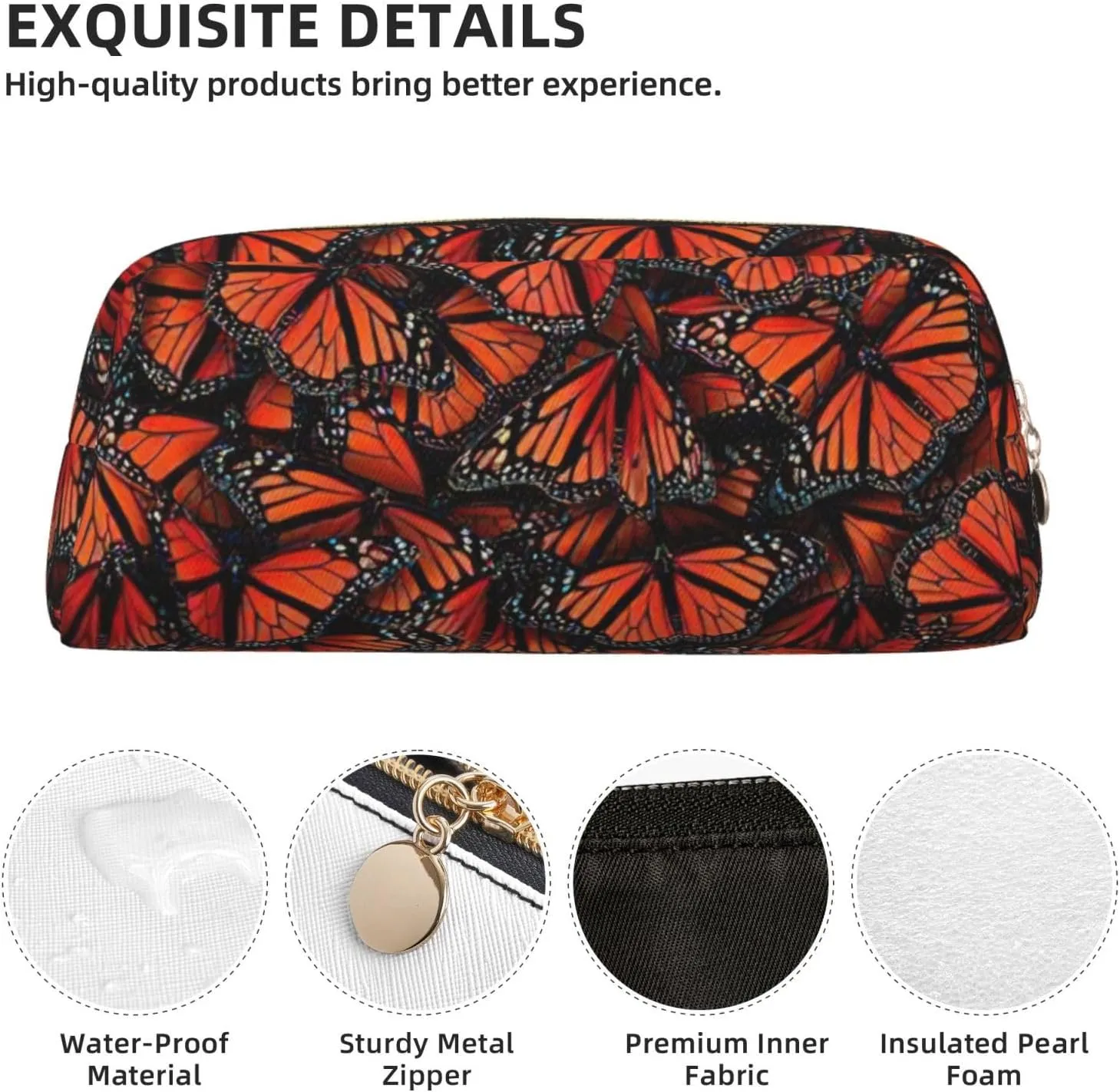 Monarch butterflies Print Versatile Storage Pouch Makeup Bag Travel Office Small Items Organizer Bag