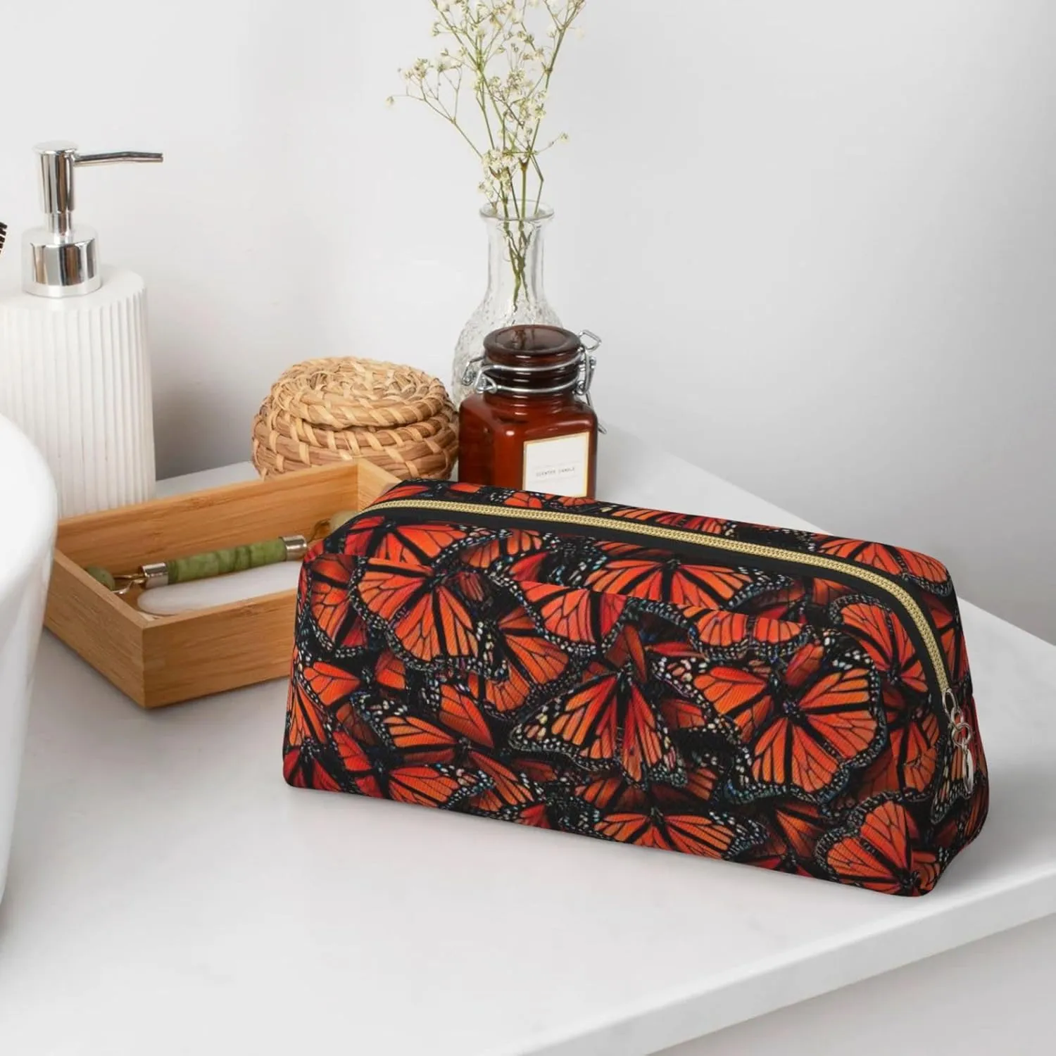 Monarch butterflies Print Versatile Storage Pouch Makeup Bag Travel Office Small Items Organizer Bag