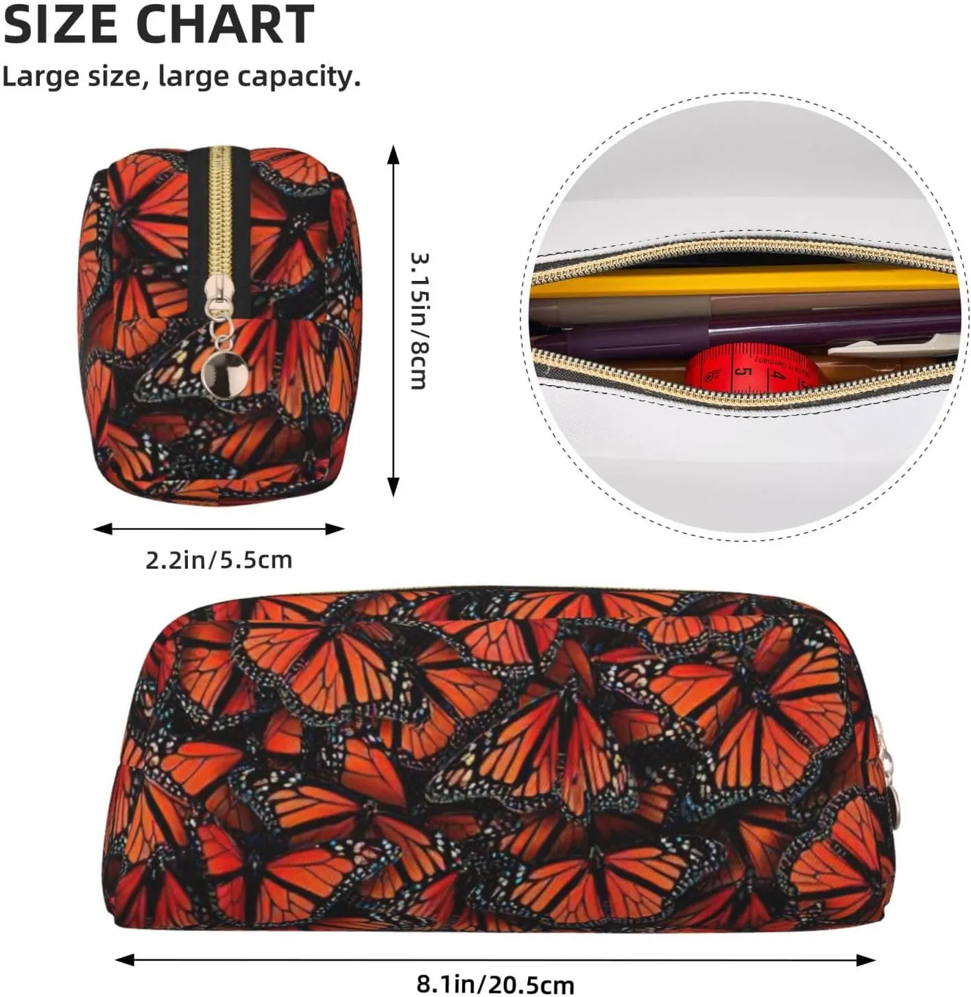 Monarch butterflies Print Versatile Storage Pouch Makeup Bag Travel Office Small Items Organizer Bag
