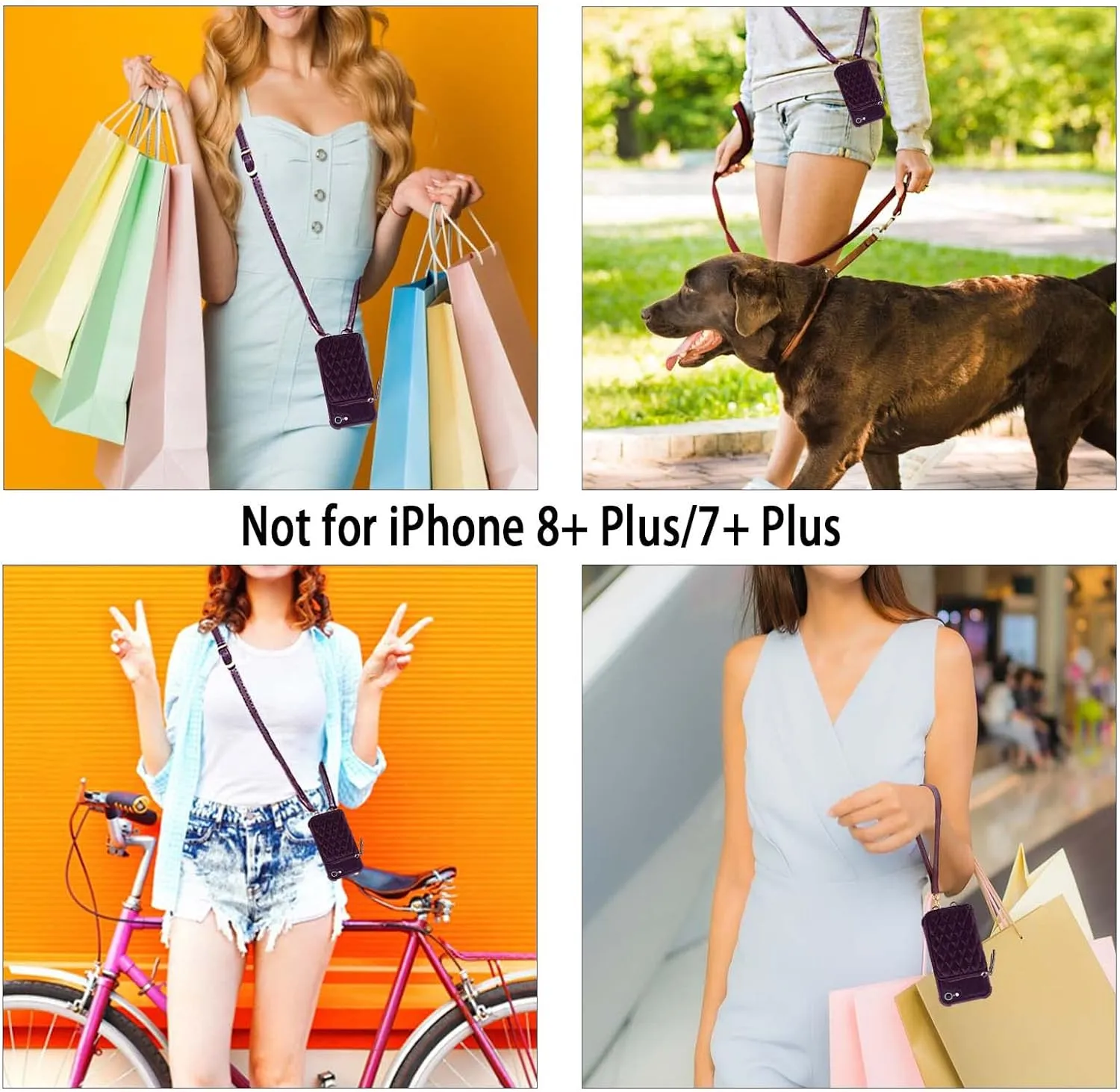 MONASAY Zipper Wallet Case Fit for iPhone SE 2022/2020/8/7, [Glass Screen Protector ][RFID Blocking] Flip Leather Handbag Phone Cover with Card Holder & Crossbody Lanyard Strap, Purple