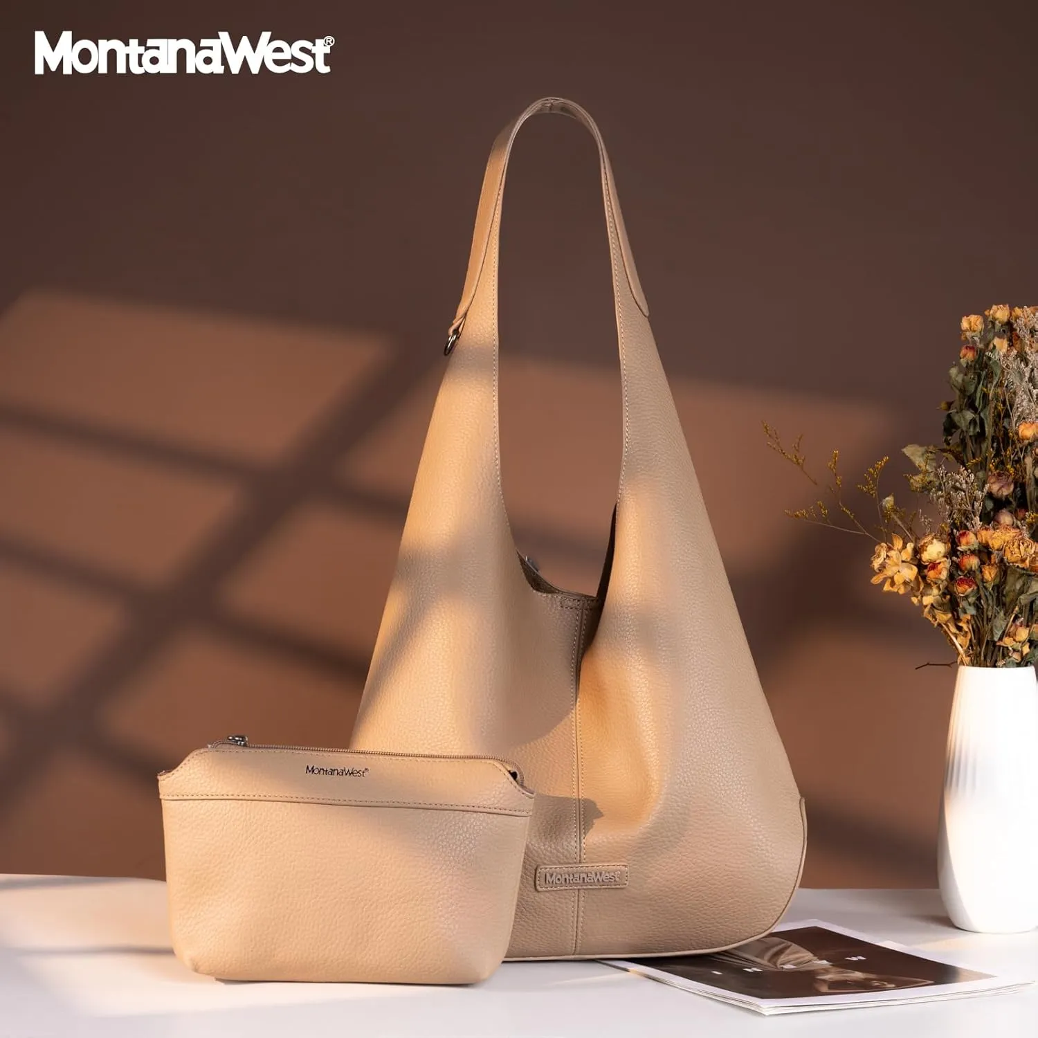 Montana West Hobo Bags Purse for Women Ultra Soft Foldable Shoulder Slouchy Handbags with Cosmetic bag