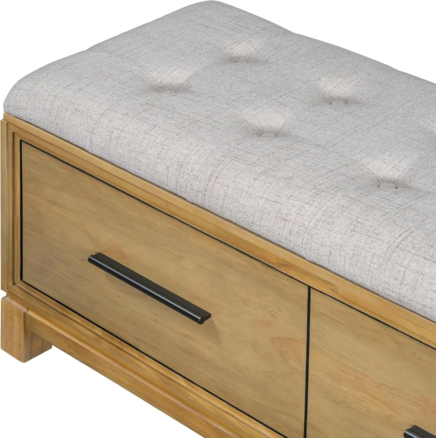 Montary Vintage Shoe Storage Bench with Hidden Compartment & Removable Cushion, Upholstered Entryway Bench for Living Room, Hallway, Bedroom, Solid Wood Shoe Cabinet with Lift Top,Natural