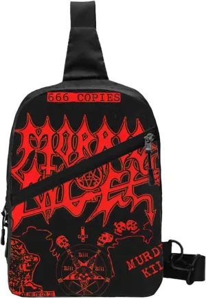Morbid Music Angel Chest Bag Crossbody Handbag Sling Bags Adjustable Shoulder Bag Foldable Hiking Daypack Beautiful Multipurpose Chest Package for Gym