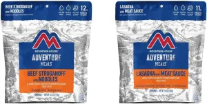 Mountain House Beef Stroganoff with Noodles | Freeze Dried Backpacking & Camping Food | 2 Servings and Mountain House Lasagna with Meat Sauce | Freeze Dried Backpacking & Camping Food |2 Servings Bundle