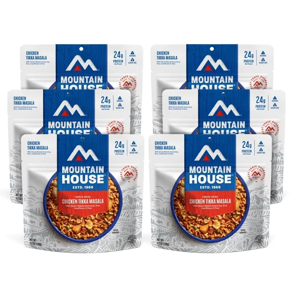Mountain House Chicken Tikka Masala | Freeze Dried Backpacking & Camping Food | Gluten-Free | 6-Pack