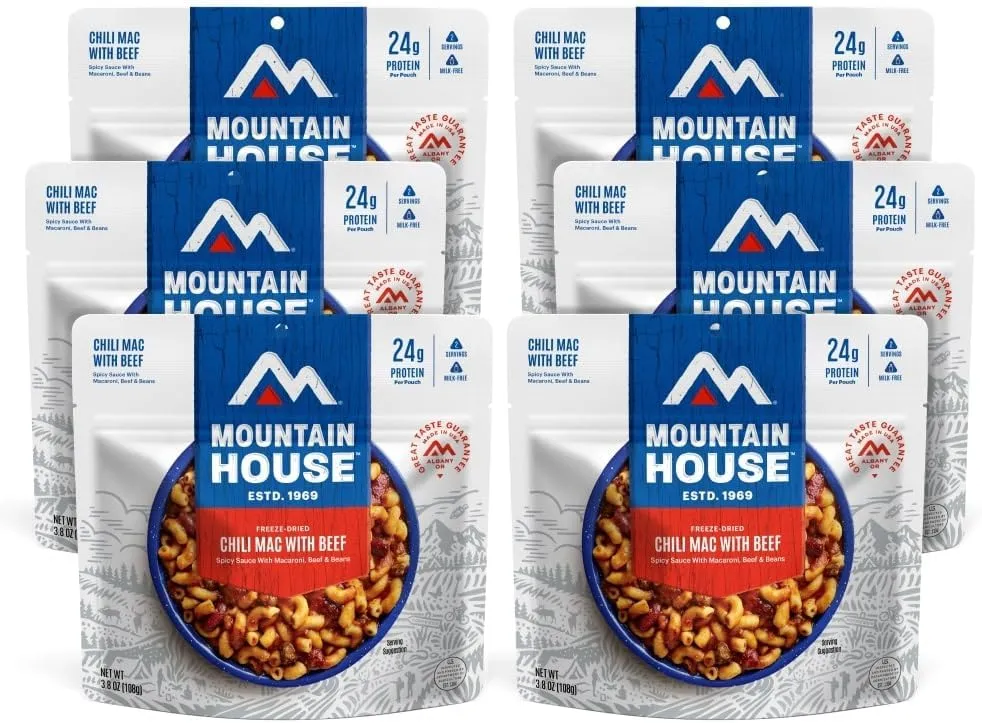 Mountain House Chili Mac with Beef | Freeze Dried Backpacking & Camping Food | 6-Pack
