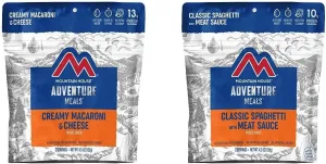 Mountain House Creamy Macaroni & Cheese (2 Servings) and Classic Spaghetti with Meat Sauce (2 Servings) | Freeze Dried Backpacking & Camping Food