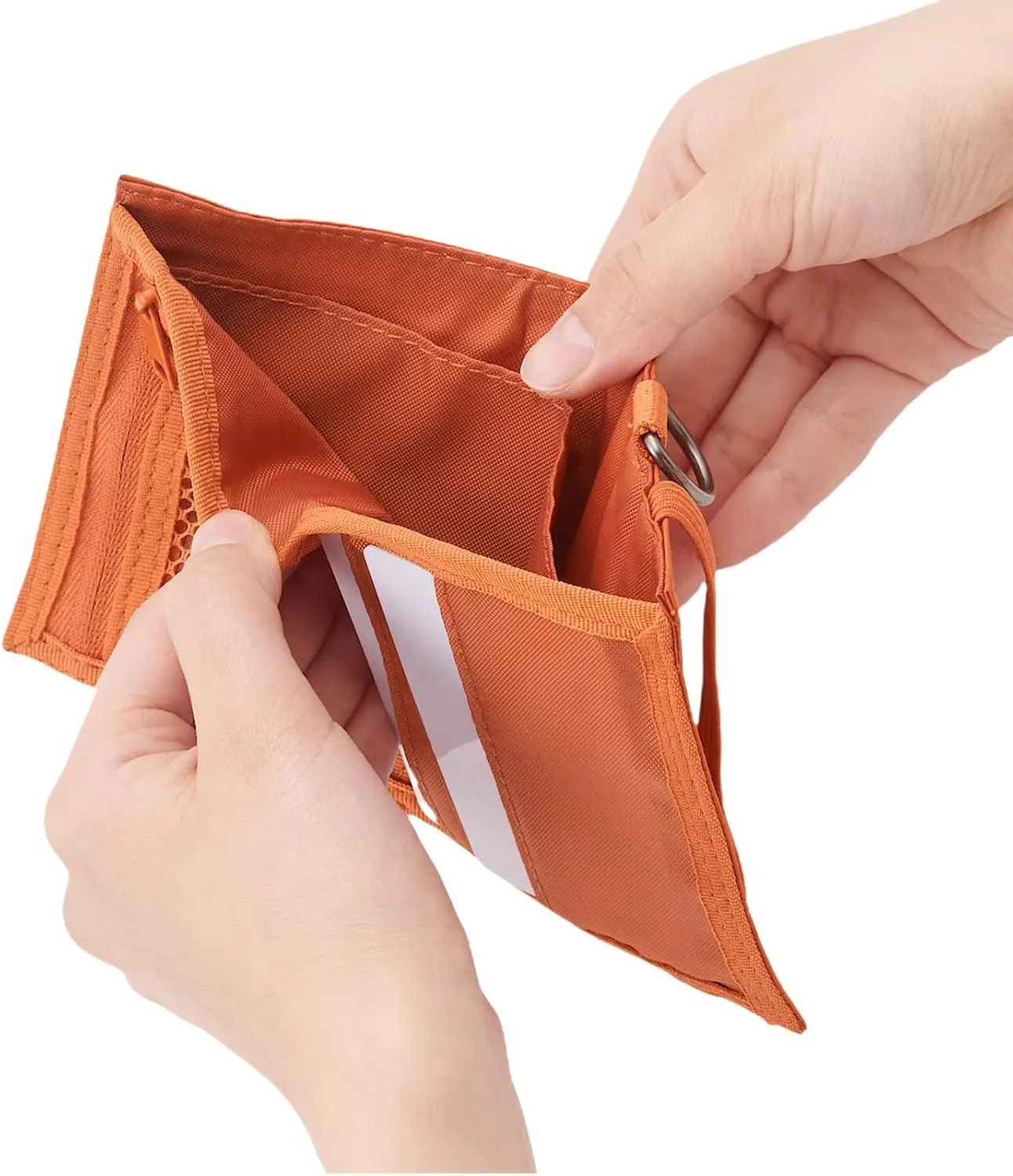 MUJI-Japan Travel Purse - Compact Bifold Wallet with Card, Coin, and Cash Storage - Slim Polyester Travel Wallet - Light and Durable (Orange)