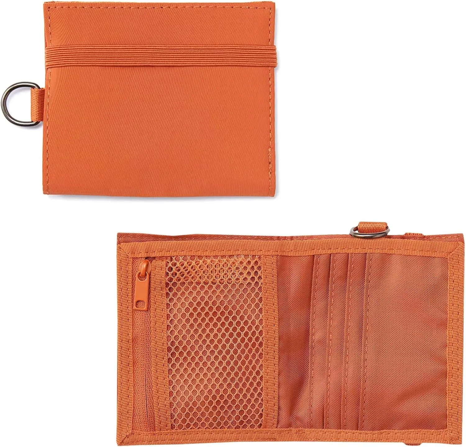 MUJI-Japan Travel Purse - Compact Bifold Wallet with Card, Coin, and Cash Storage - Slim Polyester Travel Wallet - Light and Durable (Orange)