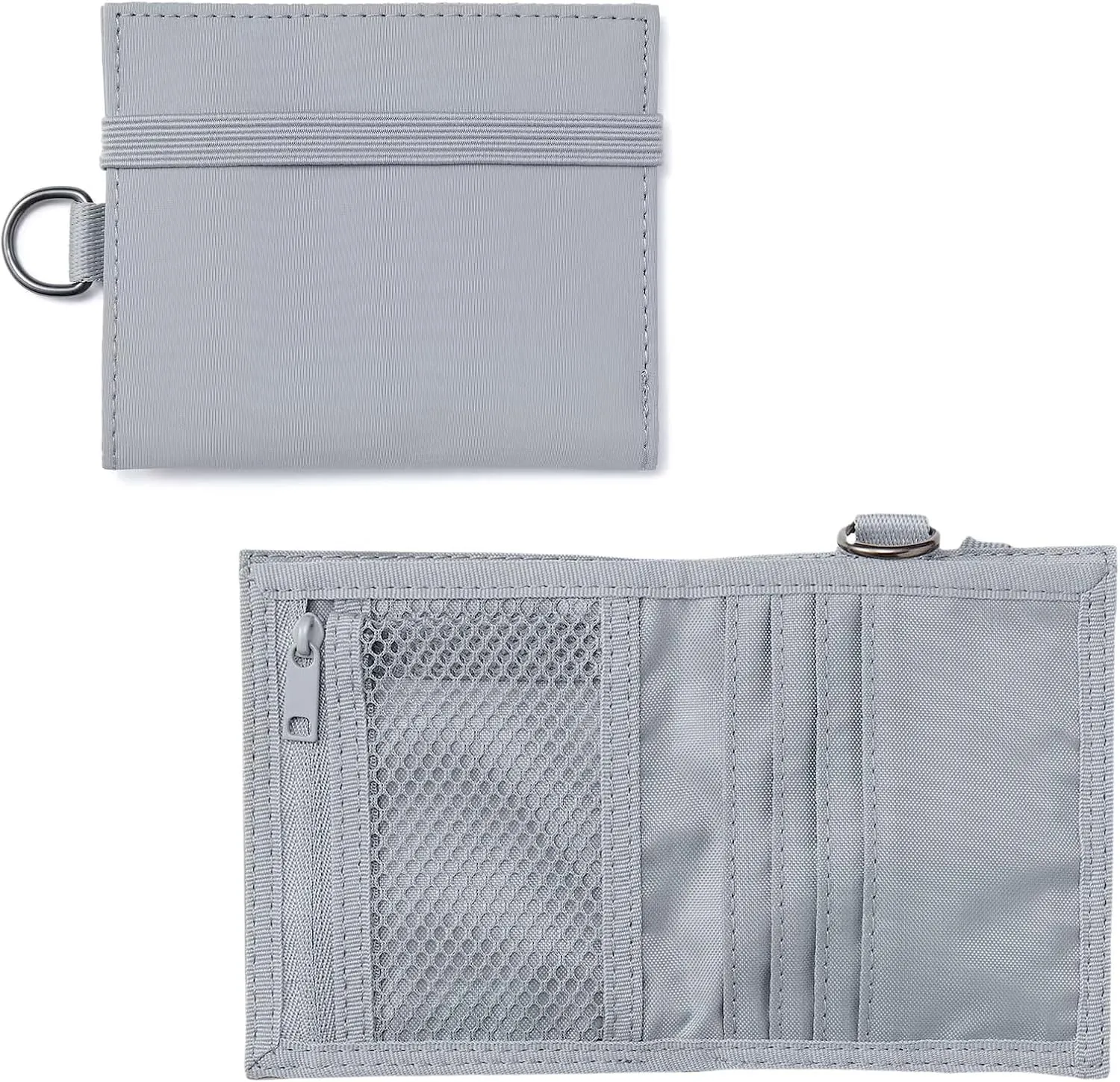 MUJI Travel Purse - Compact Bifold Wallet with Card, Coin, and Cash Storage - Slim Polyester Travel Wallet - Light and Durable (Gray)
