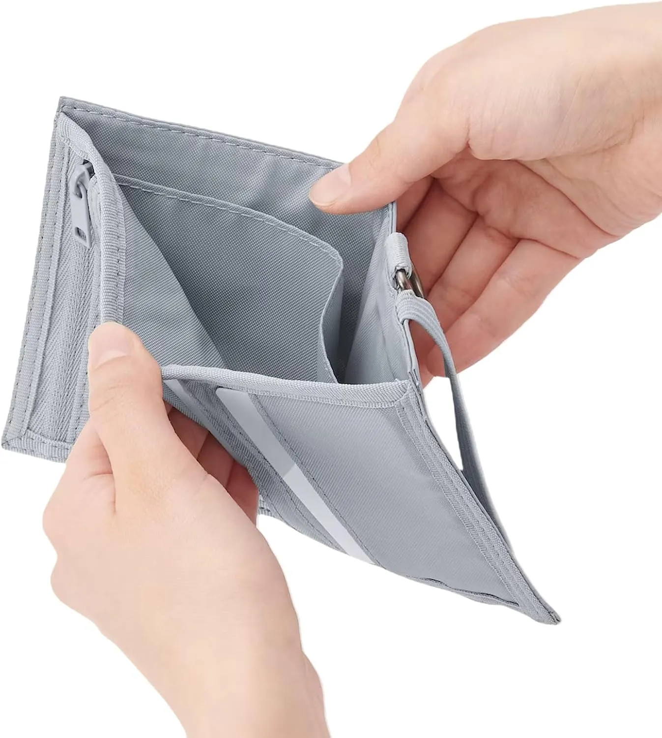 MUJI Travel Purse - Compact Bifold Wallet with Card, Coin, and Cash Storage - Slim Polyester Travel Wallet - Light and Durable (Gray)