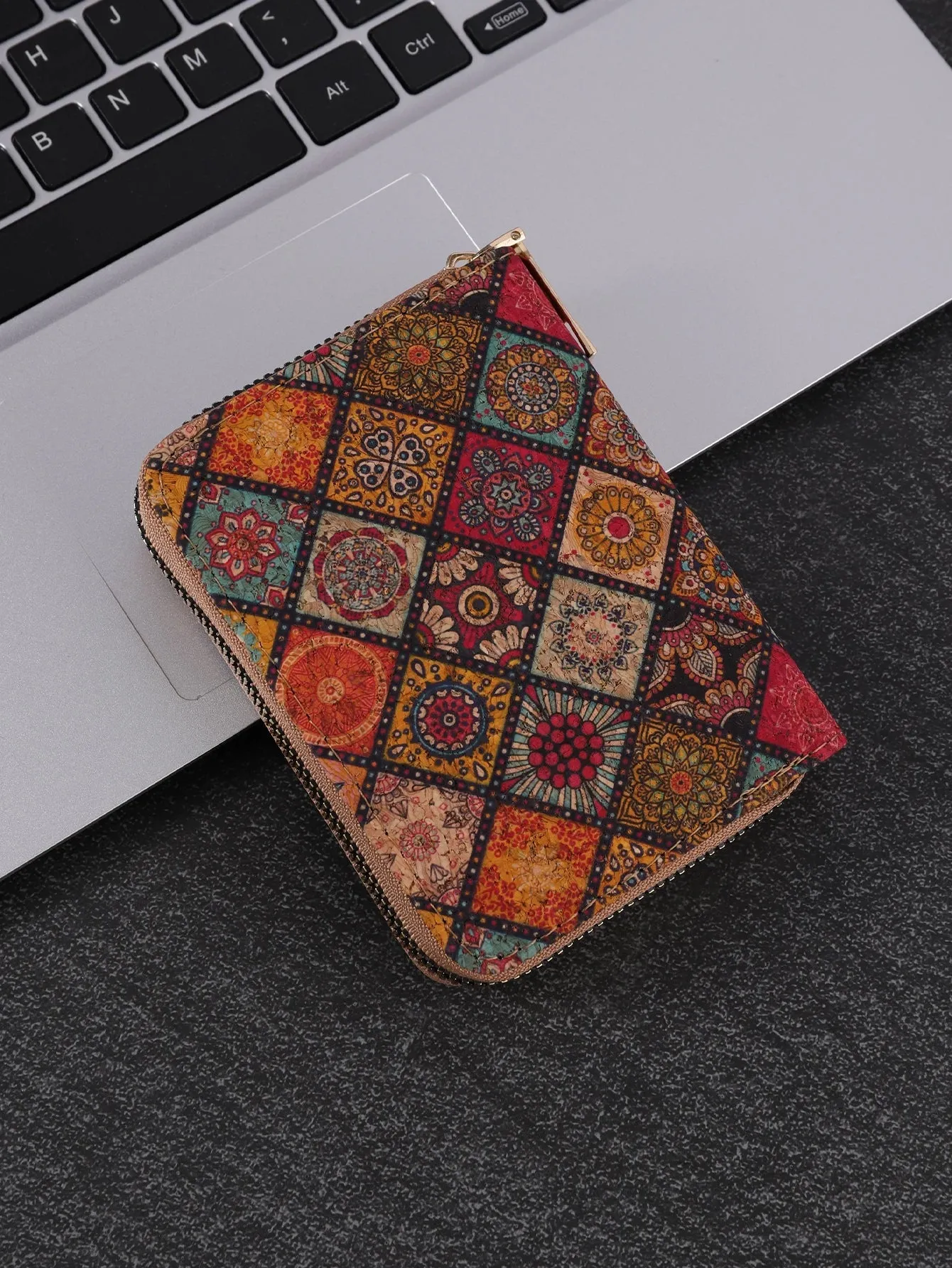Multifunctional Bohemian style short women's wallet wood grain multi card slot wallet large capacity portable car