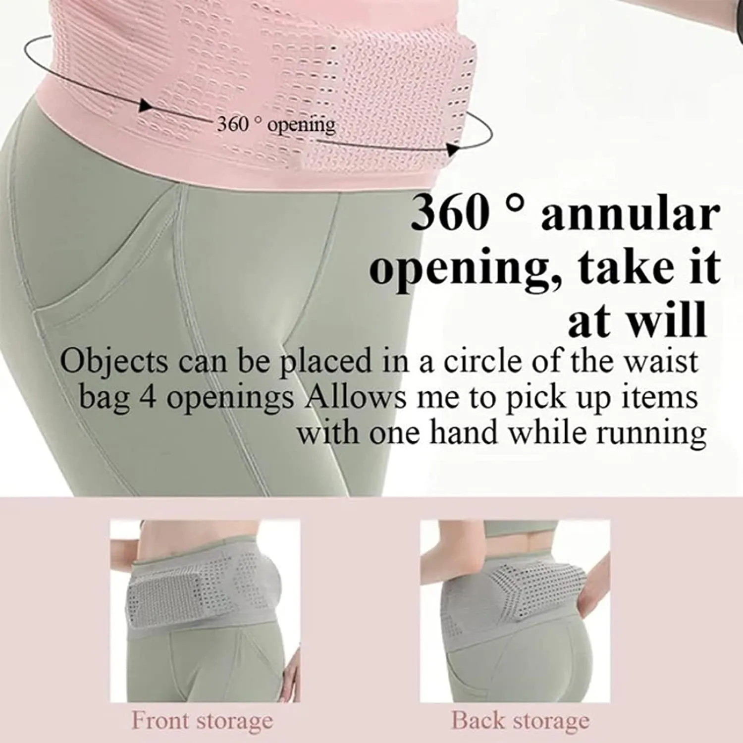 Multifunctional Knit Breathable Concealed Waist Bag - Adjustable Running Belt, Universal Running Waist Pack with Large Capacity, Running Waist Packs for Women Men Outdoor Activities (Gray, S)