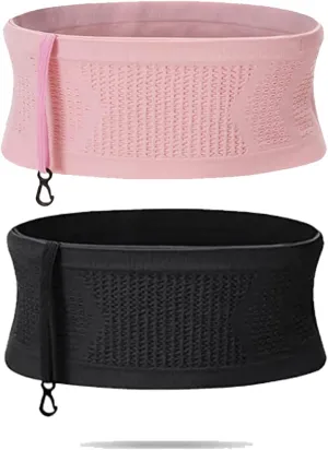 Multifunctional Knit Breathable Concealed Waist Bag, Universal Running Belt, Fitness and Running Fanny Pack for Men Women (Pink Black, S)