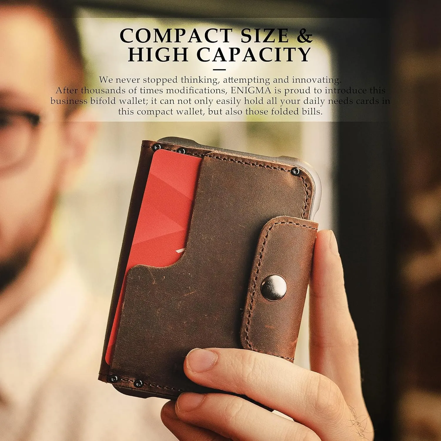 MURADIN Minimalist Slim Business Bifold Wallet for Men - Tactical Front Pocket Wallet with RFID Protection and Secure Card Holder