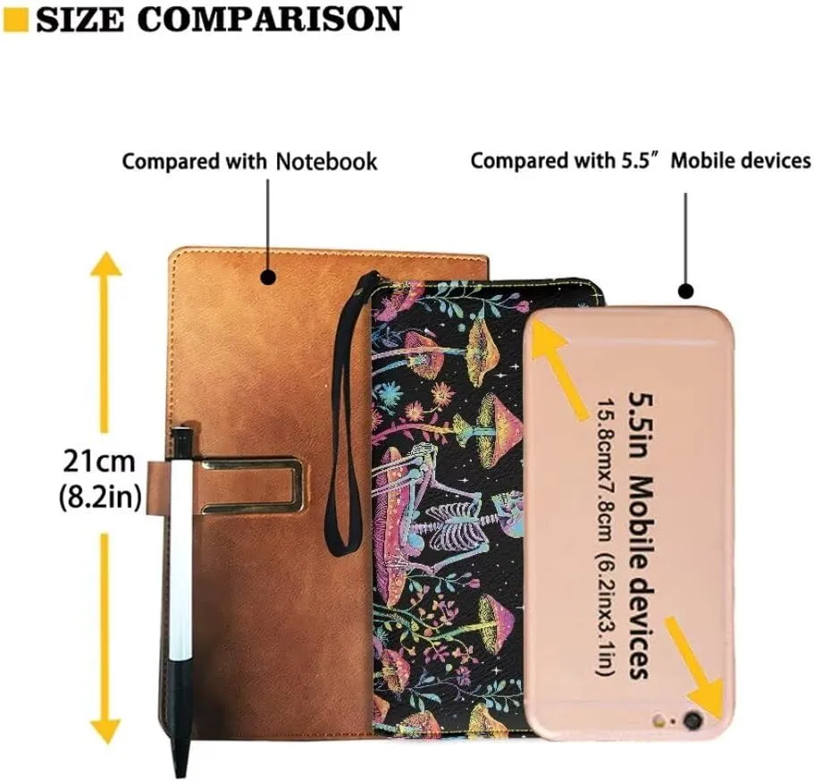 Mushroom Skull Wristlet Wallet for Women PU Leather Card Holder Phone Checkbook Organizer Zipper Coin Purse