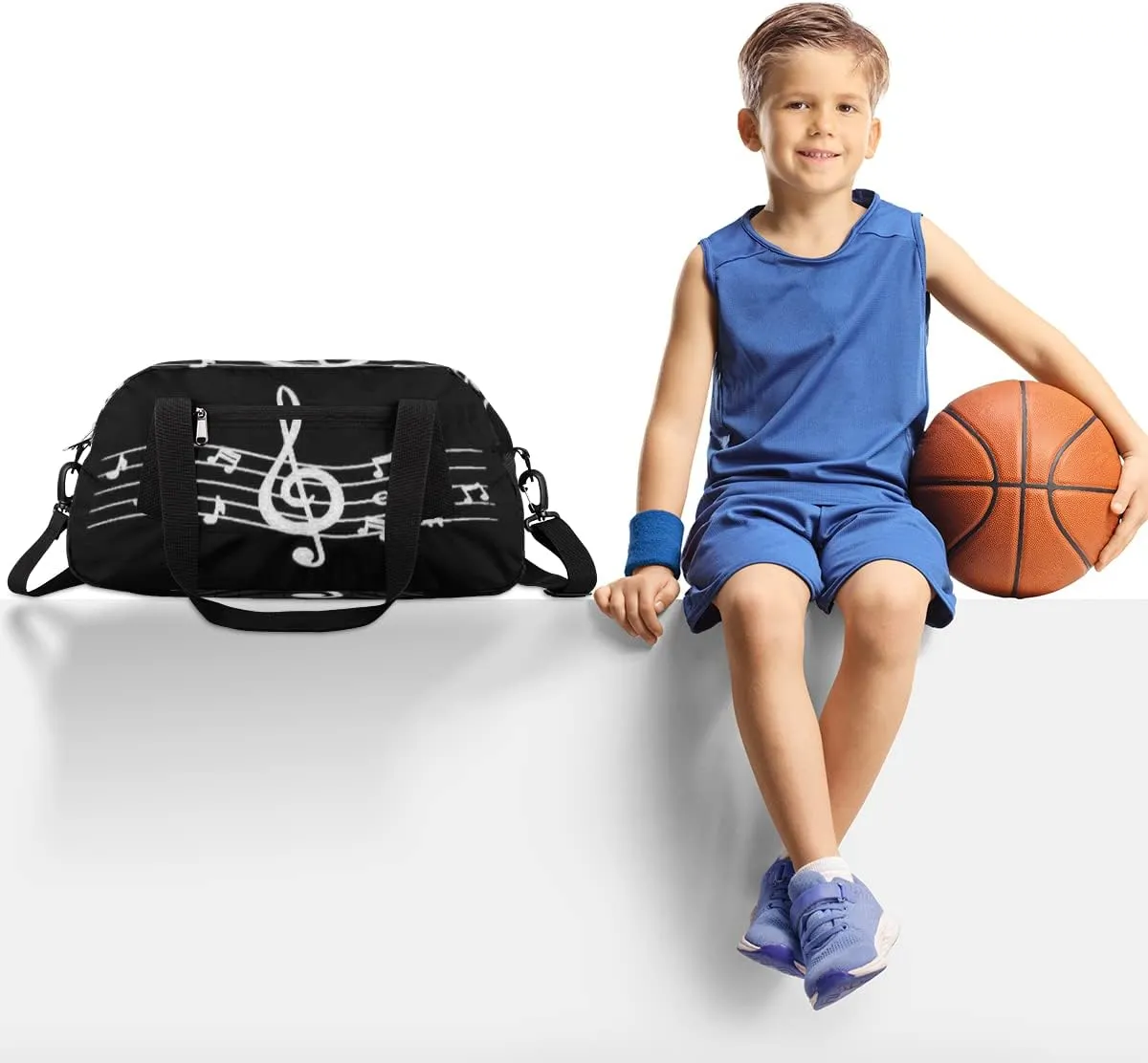 Music Notes Kids Duffel Bag for Girls Boys Teens, Note Oil Painting Dance Bag Overnight Small Duffel Bag Carry On Weekend Sports Gym Travel Bag for School Practice Gymnastics Ballet
