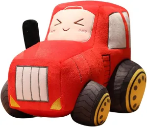 NatureMan Cute Car Plush Toy 12 Inches Soft Stuffed Tractor Plush Pillow Toy Cartoon Tractor Throw Pillow, Excellent Gifts for Kids Birthday Christmas Party (Red)