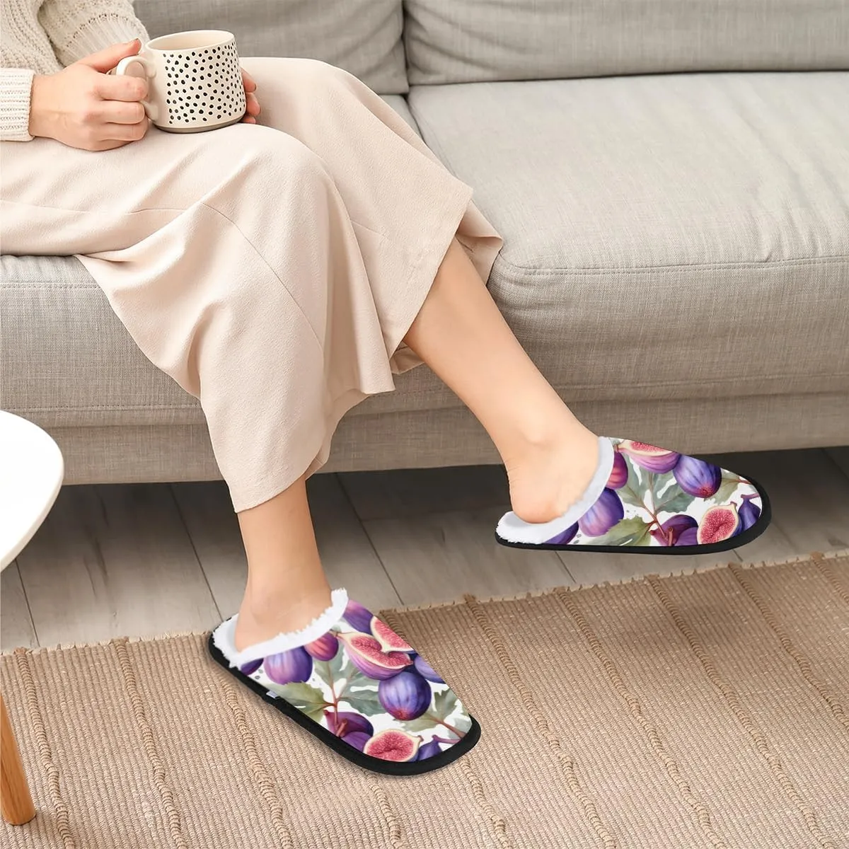 Nectarines Women's Indoor Bedroom Slippers Soft Fuzzy Slip On House Slippers for Winter Bedroom Outdoor