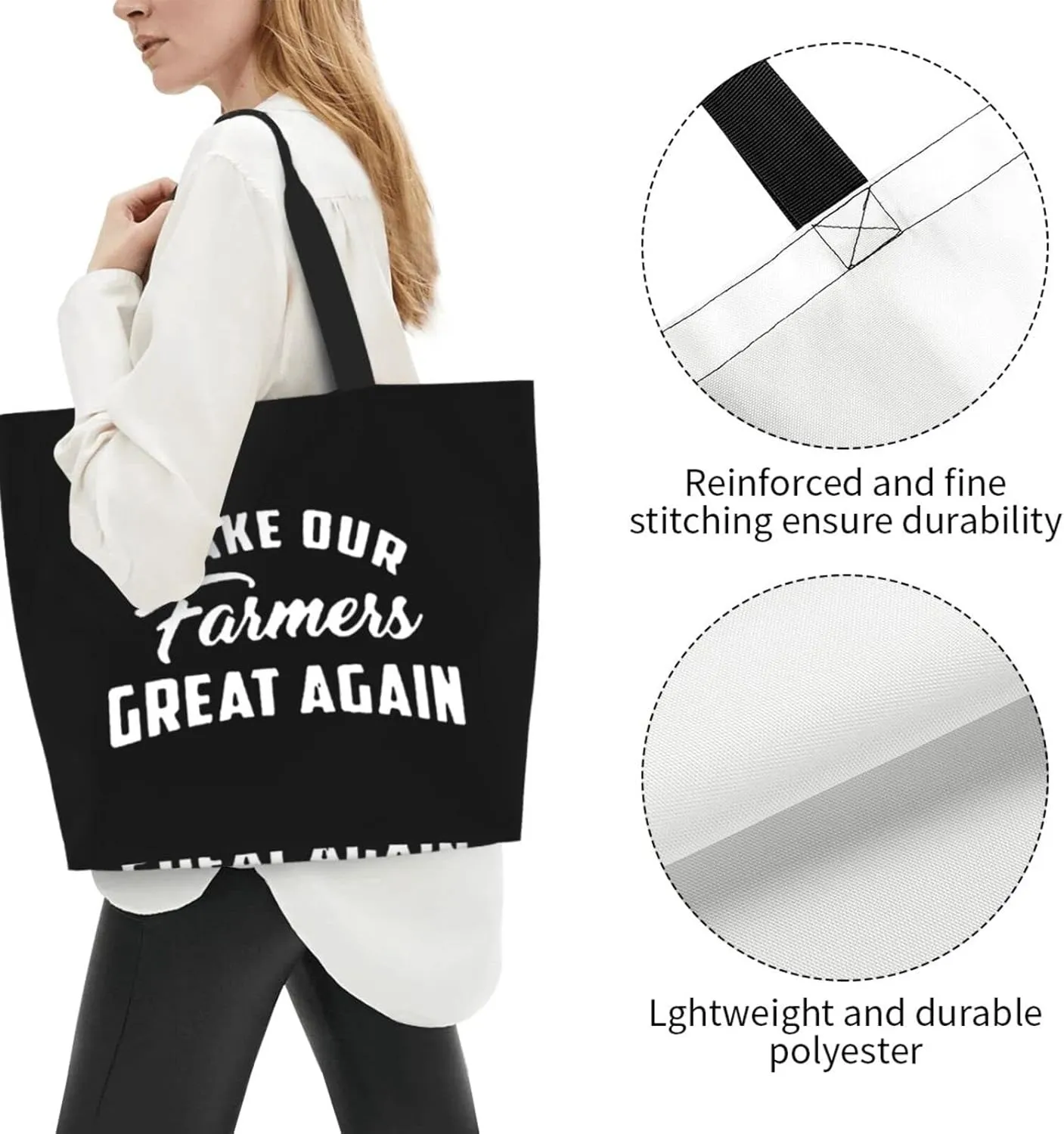 Needs Farmers Flag Make Farmers Great Again Women'S Lightweight Canvas Handbag Reusable Shopping Bag