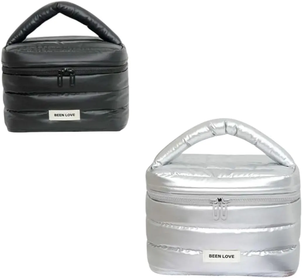 New 2025 Unisex Large Capacity Handheld Makeup Bag Waterproof Shock Resistance Travel Toilery Square Soft Cosmetics Storage Toilet Jewelry Fashion Accessories Creative For Women And Men Men