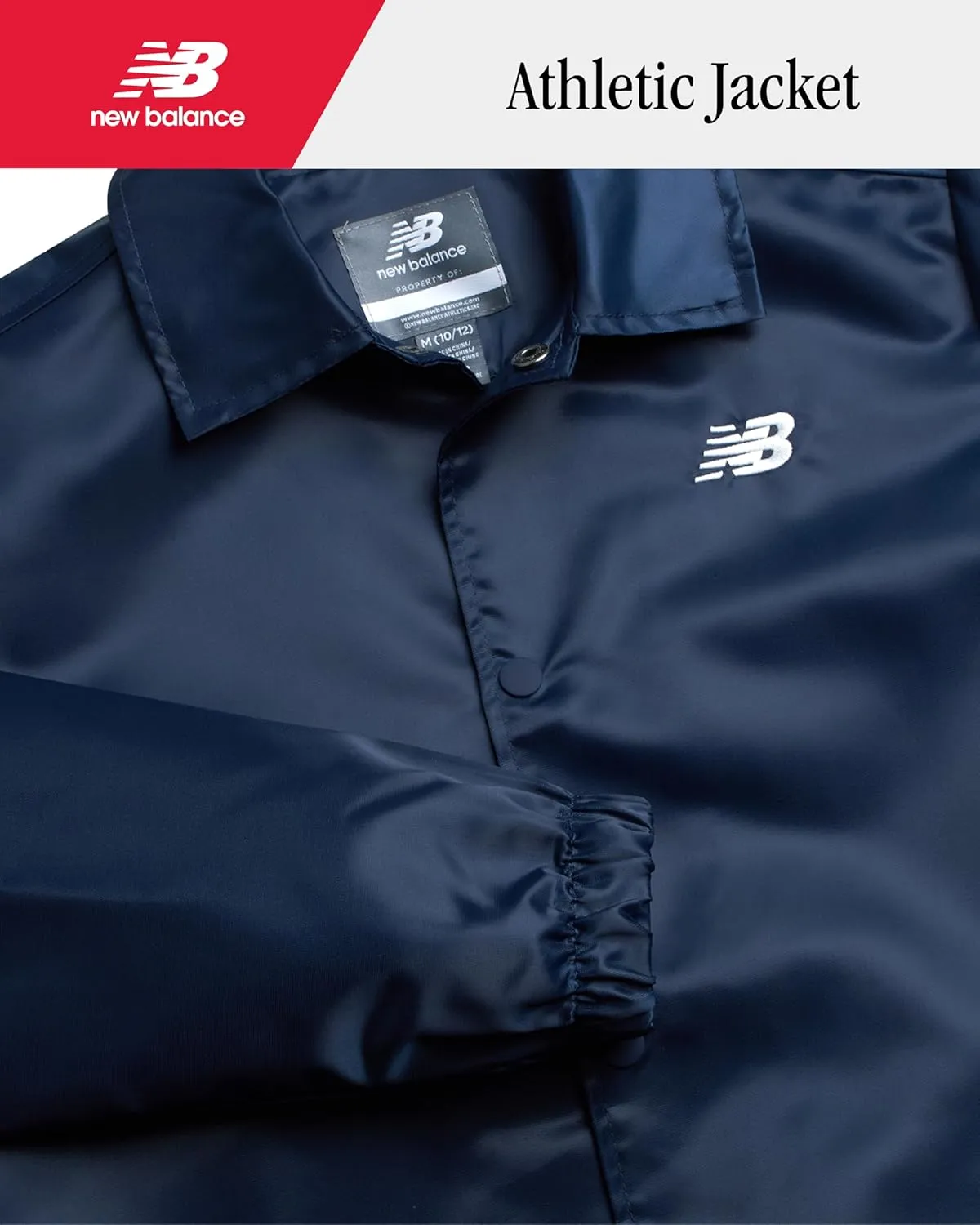 New Balance Boys' Athletic Jacket - Lightweight Active Spring Windbreaker Button Down Baseball Jacket for Boys (Sizes: 8-20)