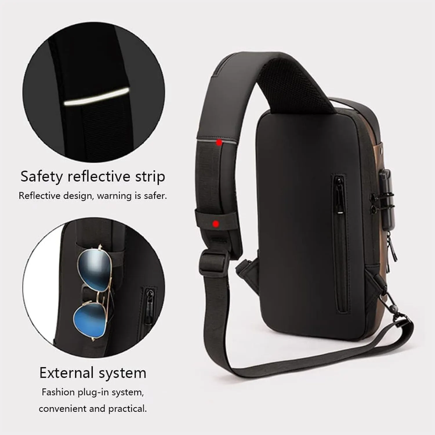 New Carbon Fiber Streamline Anti-Theft Sling Bag, USB Charging Port Sport Waterproof Shoulder Bag