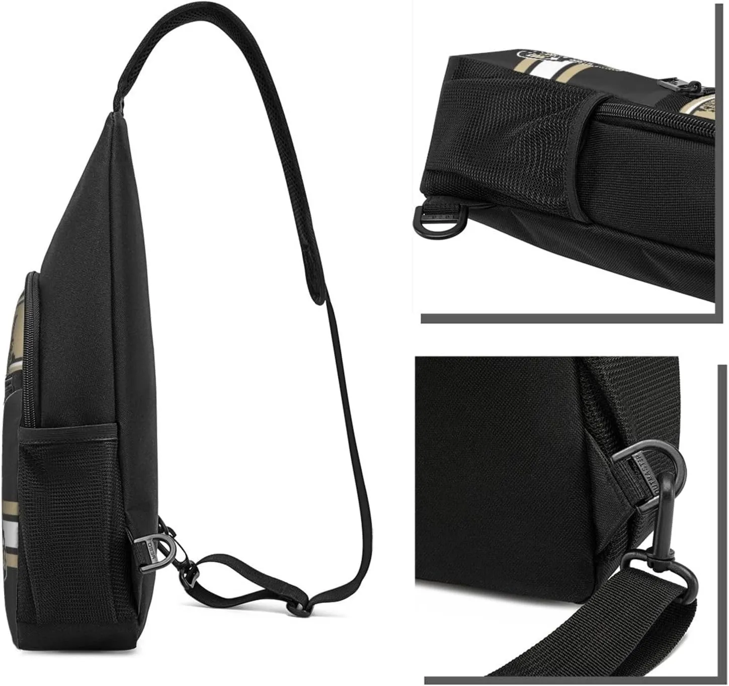 New Orleans Sling Bag,Custom Crossbody Sling Backpack With Name And Number,Personalized Cross Chest Bags,Sling Shoulder Backpack Daypack For Men Women Travel Outdoor