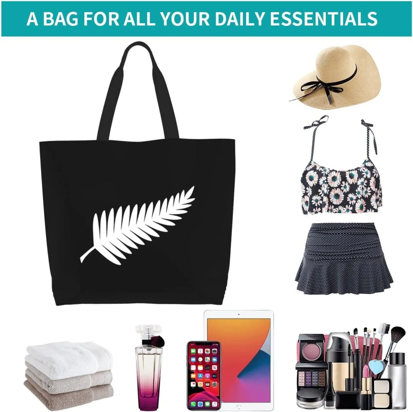 New Zealand Maori Fern Women'S Lightweight Canvas Handbag Reusable Shopping Bag